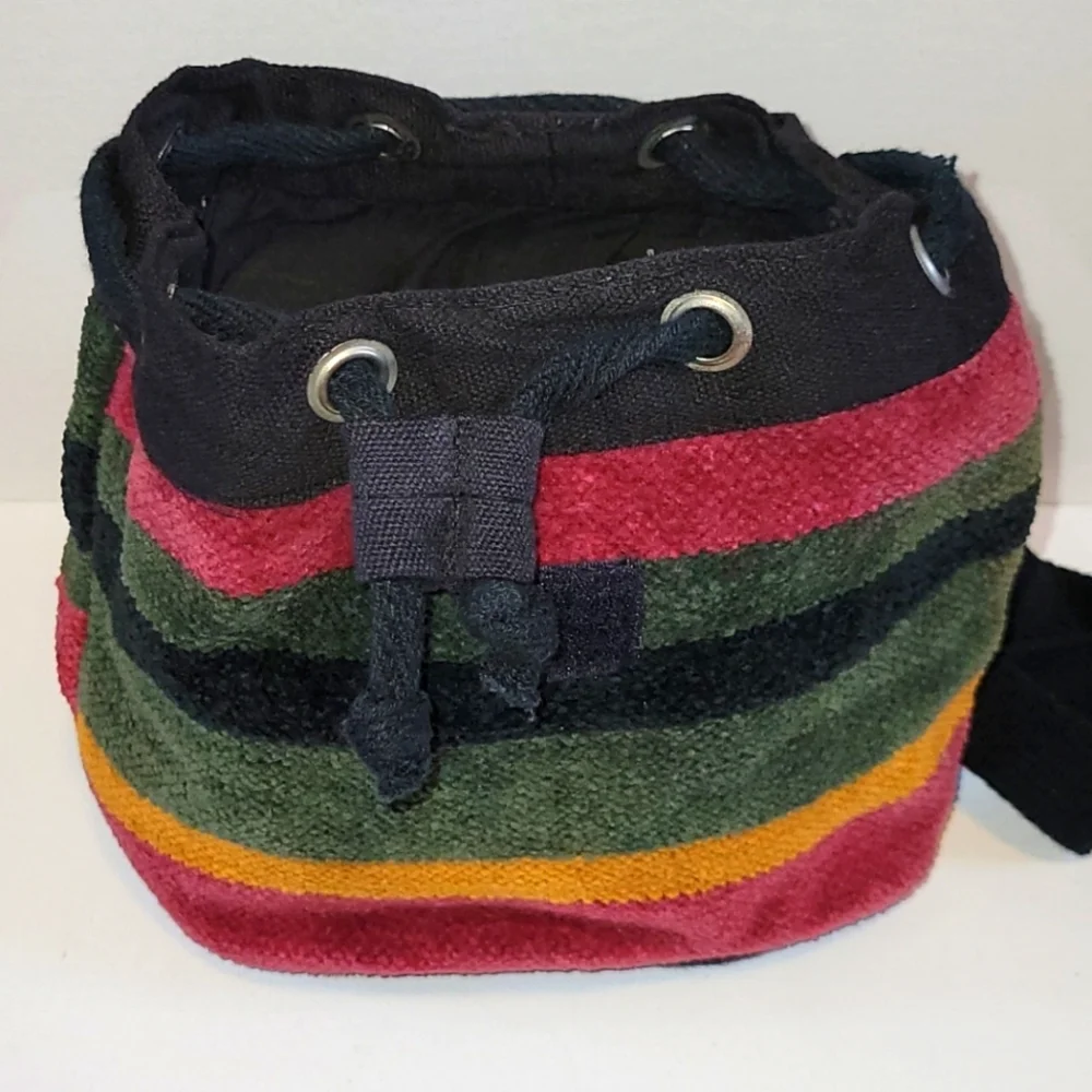 Multicolored Striped Backpack mini bag 100% Cotton New